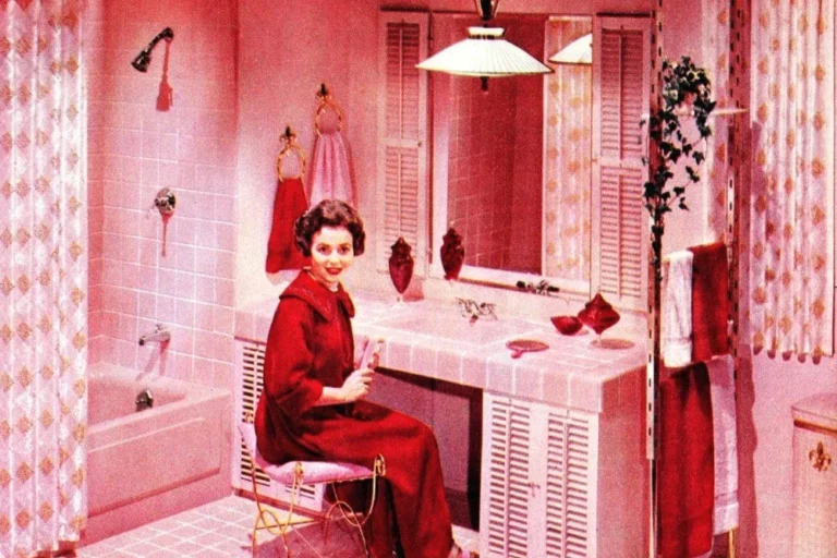pink vintage bathroom